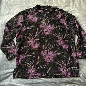 Bonworth Floral Glitter Purple & Black Blouse